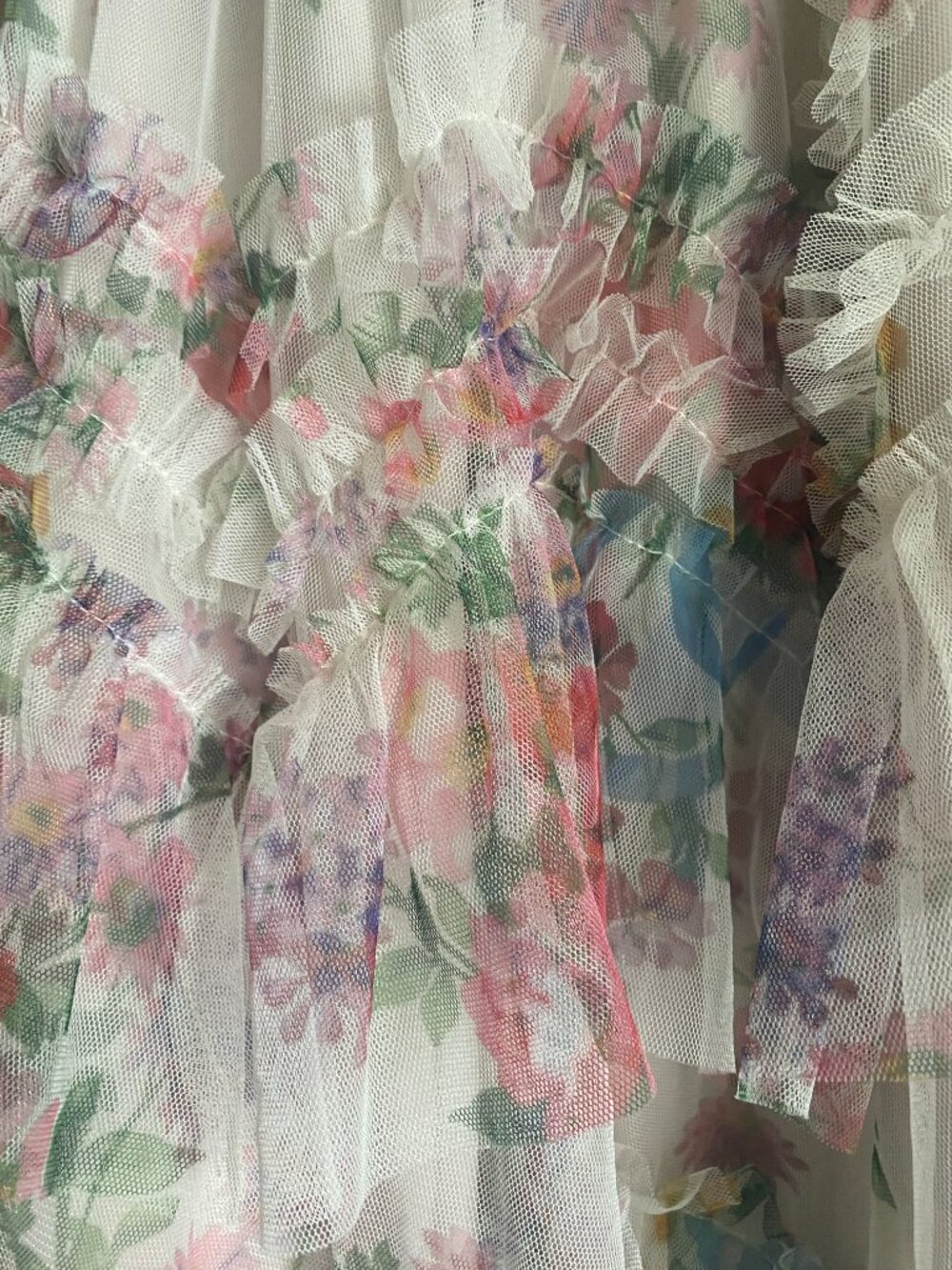 Oak + Fort Watercolor Cottagecore Tiered Mesh Floral Skirt Size Small - Picture 6 of 8